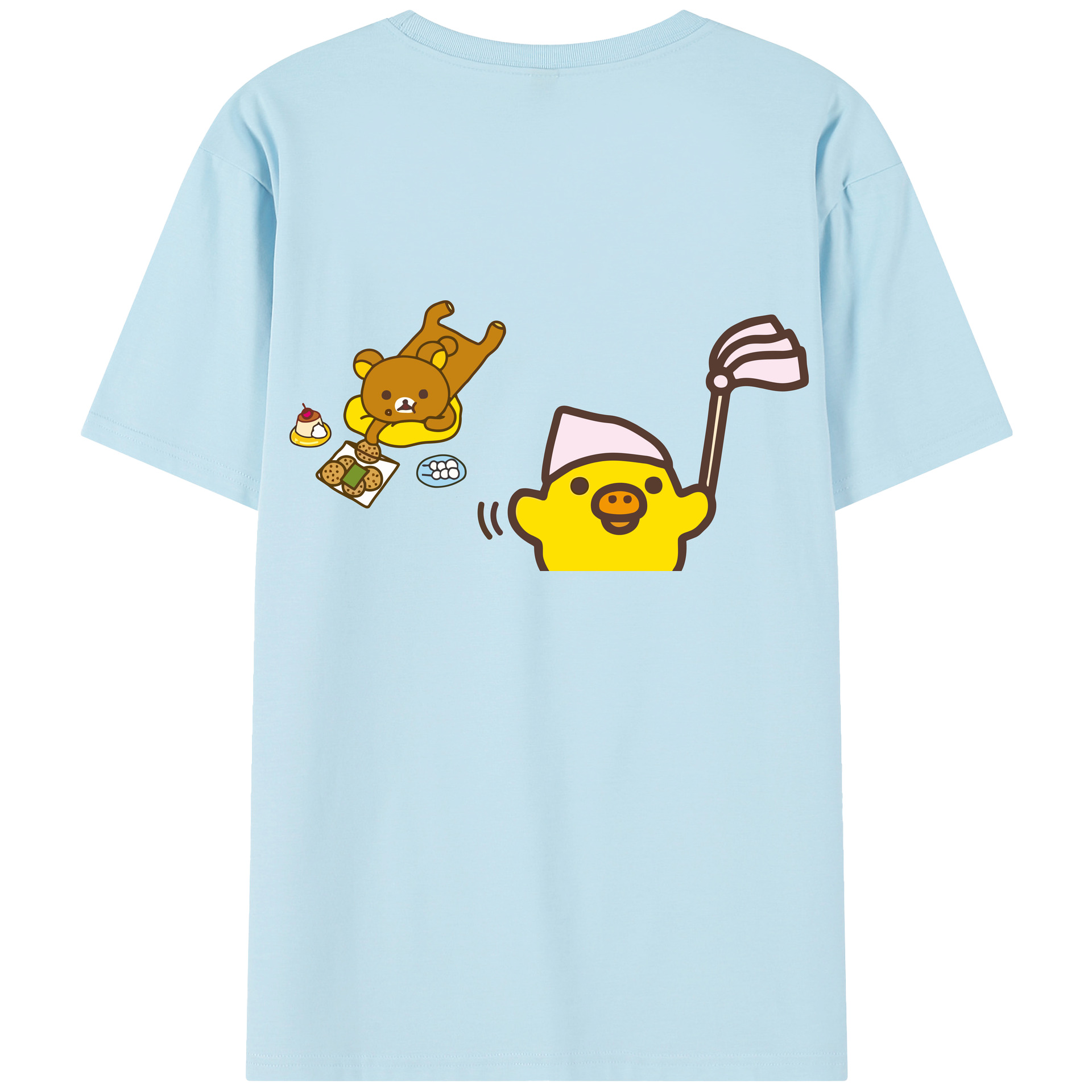 （画像用） リラックマ リラックマ キイロイトリ Rilakkuma Korilakkuma Kiiroitori 綿100％半袖Tシャツ（背面プリント）